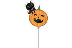 Foil Balloon - Mini Shape - Pumpkin & Cat - Halloween - 23 cm